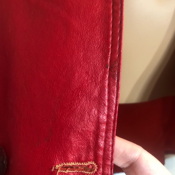 Vintage cherry red Faux leather jacket blazer XL - Picture 9 of 11